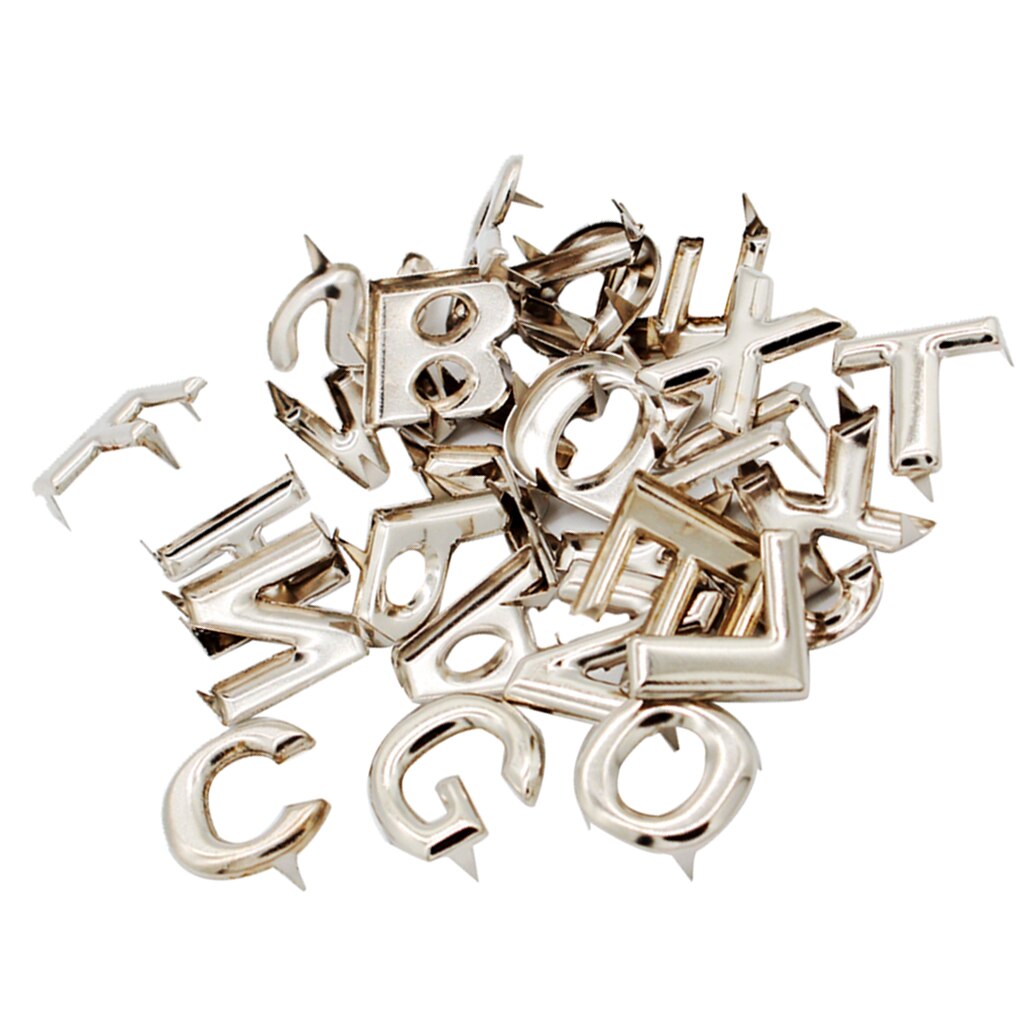 78 stk diy engelsk brev metal nitter klo studs til poser tøj hatte dekor