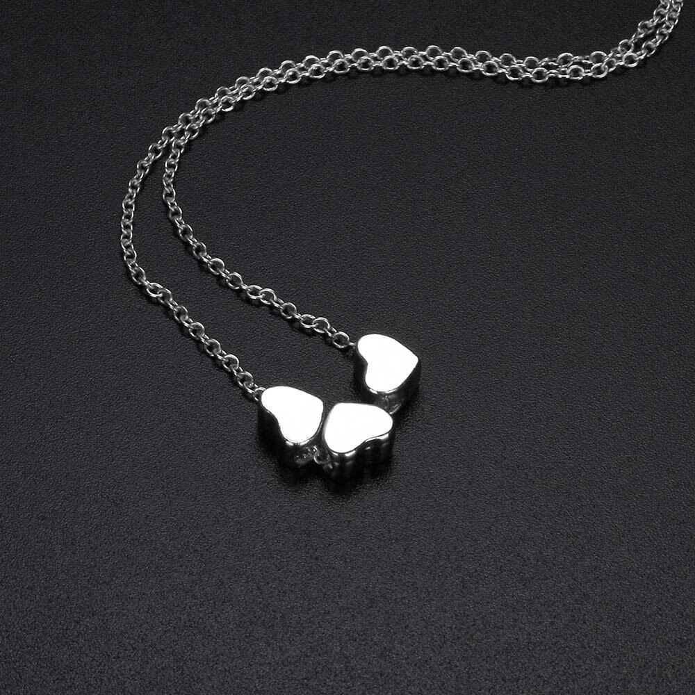 Kettingen Hanger Vrouwen Rvs Drie Hart Hanger Collier Luxe Sieraden Vrouwelijke Collier Цепочка: Silver