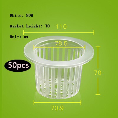 50Pcs Planten Mand Plastic Hydrocultuur Groente Planten Mand Grondloze Teelt Planten Blauw Cup Wortel Fixer: 80white
