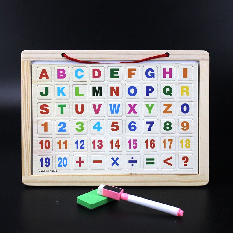 Tableau noir et blanc magnétique pour enfants, russe/arabe/espagnol/anglais, chiffres Double face/jeu d&#39;alphabet pour enfants de 3 ans: English