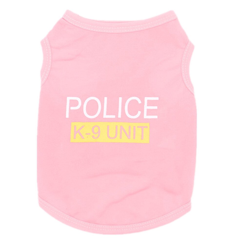 Hundetøj politi dragt cosplay sort elastisk vest hvalp t-shirt frakke tilbehør beklædning kostumer kæledyr tøj hunde katte  #w3: Lyserød / Xs