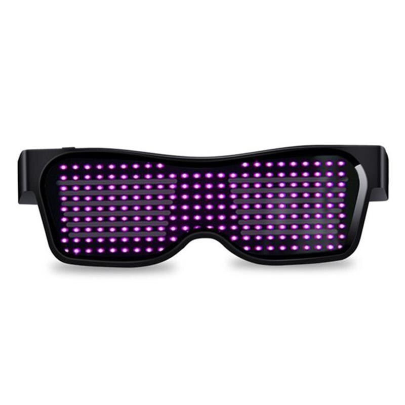 DIY Magic Bluetooth Led Party Glasses APP Control Luminous Glasses USB Charge Edit Multi-lingual Quick Flash LED: Pink light