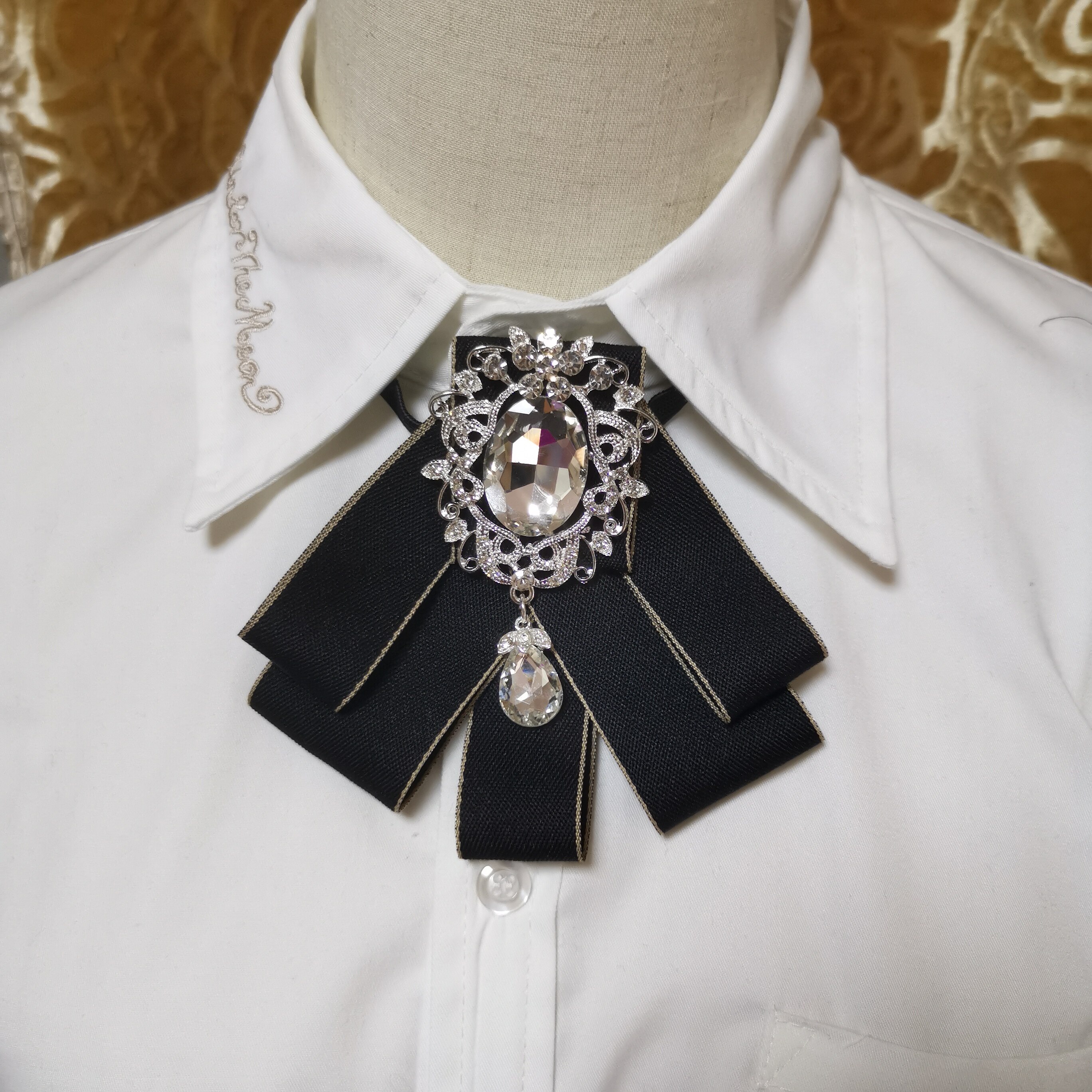 [Jeweled wisiorek] muszka damska styl japońnarty muszka dopasowana koszula sukienka z kokardą ślub prezent dla mężczyzny zestaw dla kobiet