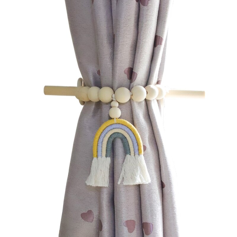 thumbnail: Houten Kralen Slinger - 60 Inch Met Kwastjes, Rustieke Landelijke Decoratie