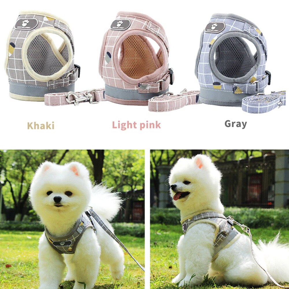 No pull hundesele åndbar mesh vest justerbar hundesele og snor sæt til små hunde reflekterende kæledyrshalsbånd til hvalp