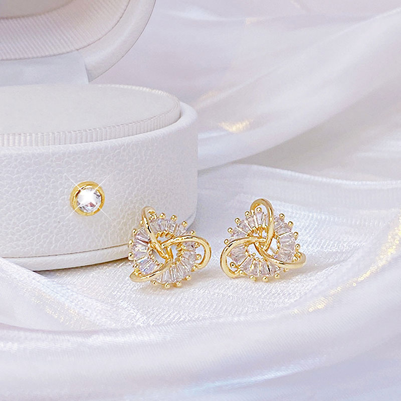 14k real ouro moda oco para fora brincos de strass finos geometria cruz-ferida requintado bling aaa zircon acessórios jóias