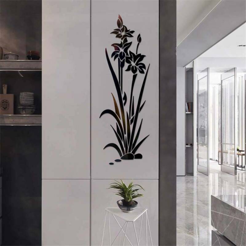 Blomster spejl væg klistermærker diy selvklæbende akryl mærkat moderne væg vindue hjem dekorer væg indretning 3d klistermærke