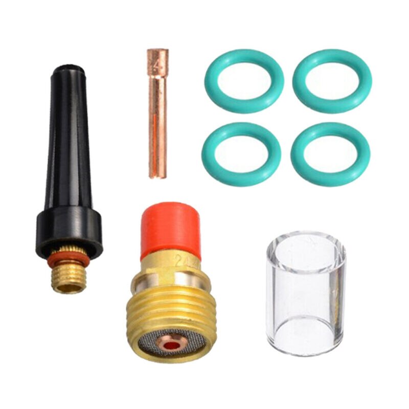 8pcs/Set TIG Welding Stubby Gas Lens #10 Heat Cup Kit For Tig WP-17/18/26 Torch Welding Accessories