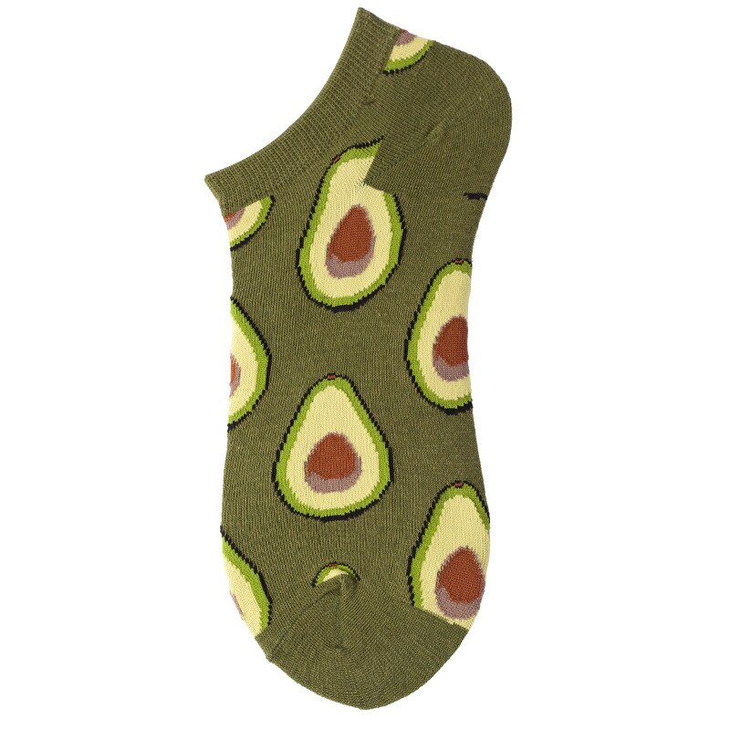 Frugt avocado kunst usynlig sommerbåd sjov bomuld glad no show sokker kvinder mænd korte lav strømpe hjemmesko silikone sokker