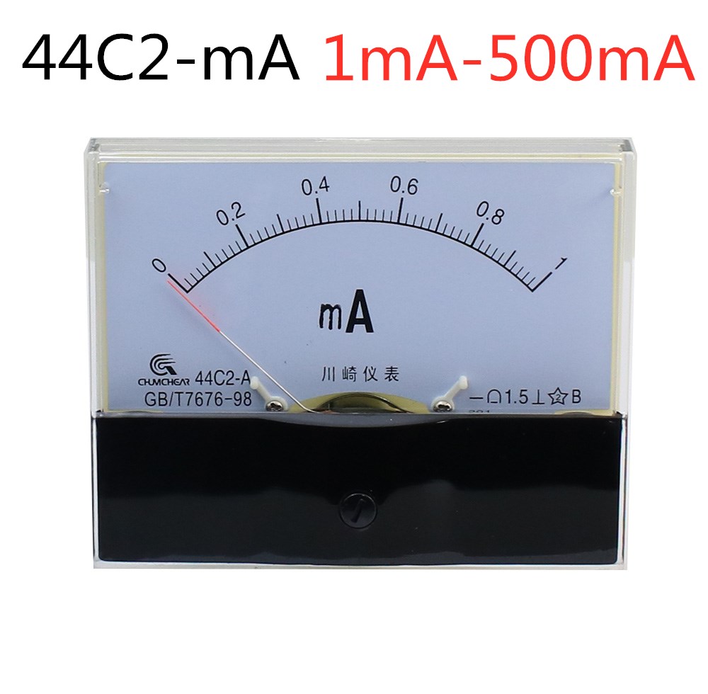 Medidor de Panel analógico, amperímetro, 44C2-mA, 1mA, 2mA, 3mA, 5mA, 10mA, 15mA, 20mA, 30mA, 50mA, 100mA, clase 1,5