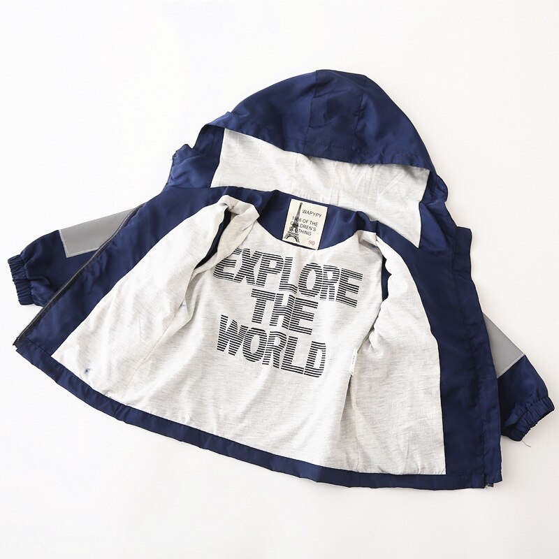Nuovo 2020 Bambini di Autunno Ragazzi Giubbotti Lettera di Modo di Stampa a Colori Patchwork Con Cappuccio della Chiusura Lampo del Cappotto Dei Bambini Giacca A Vento Giacca Impermeabile
