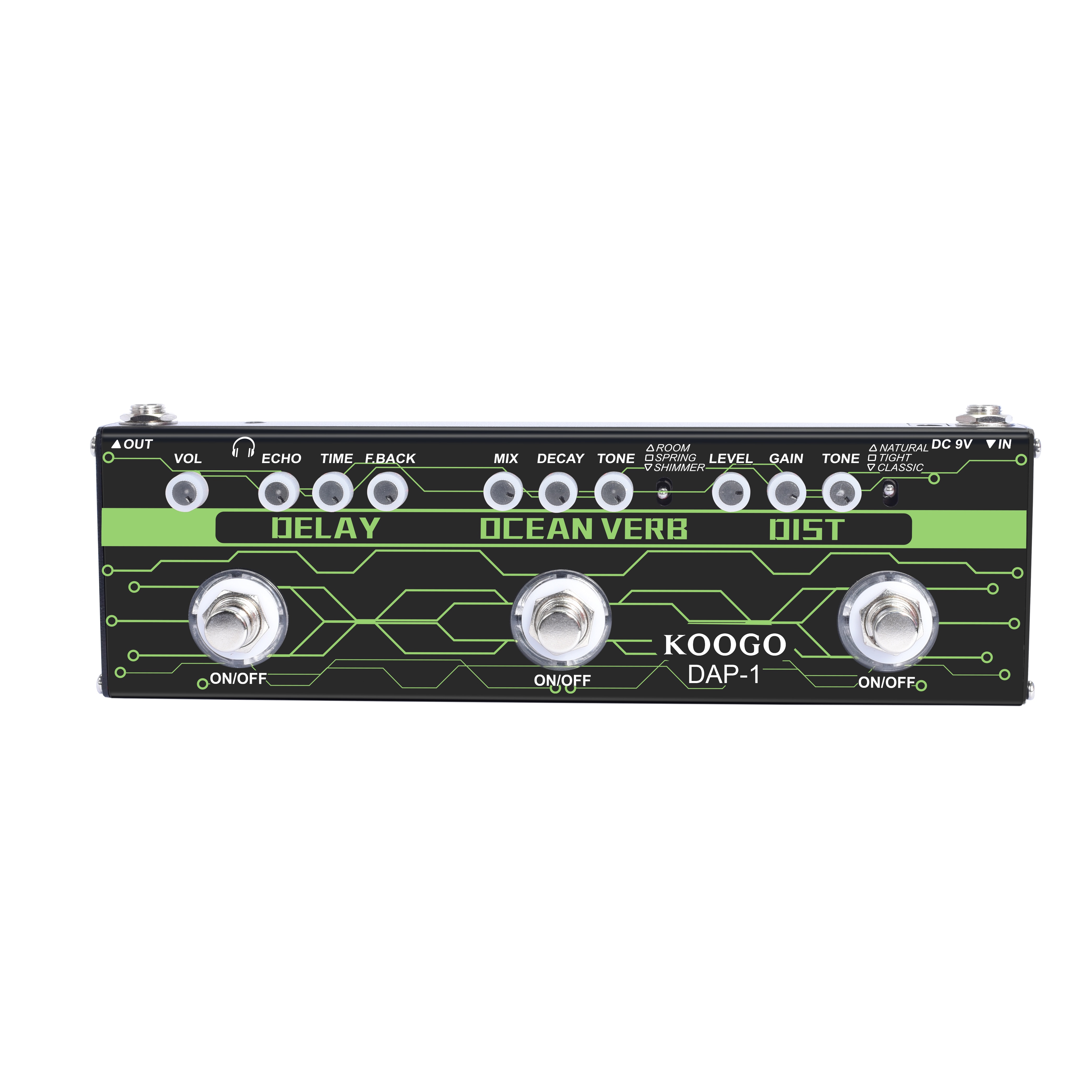 Koogo Guitar Multi-Effect Pedal Delay Ocean Verb Distortion 3-in-1 Series Analog Digital Mingle Effects Pedals