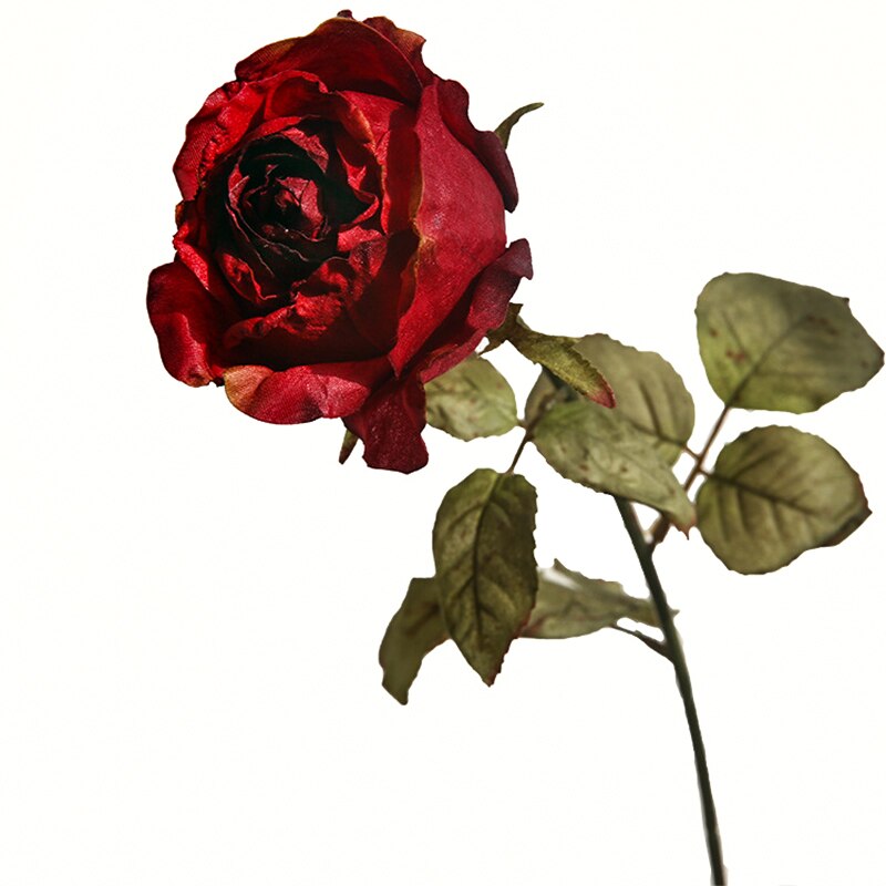 SunMade-Rosas románticas Retro, flores artificiales, decoración para sala de estar, macetas decorativas para boda: Retro Red