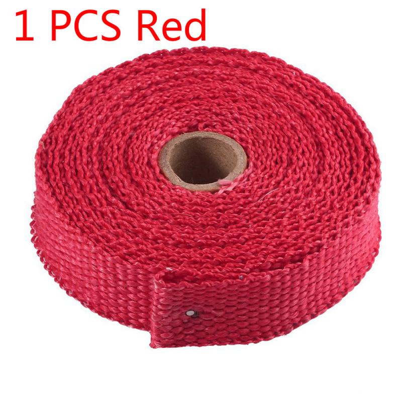 5M Motorfiets Uitlaat Thermische Tape Header Heat Wrap Manifold Isolatie Roll Slip Met Roestvrij Banden Auto Accessoires: Red