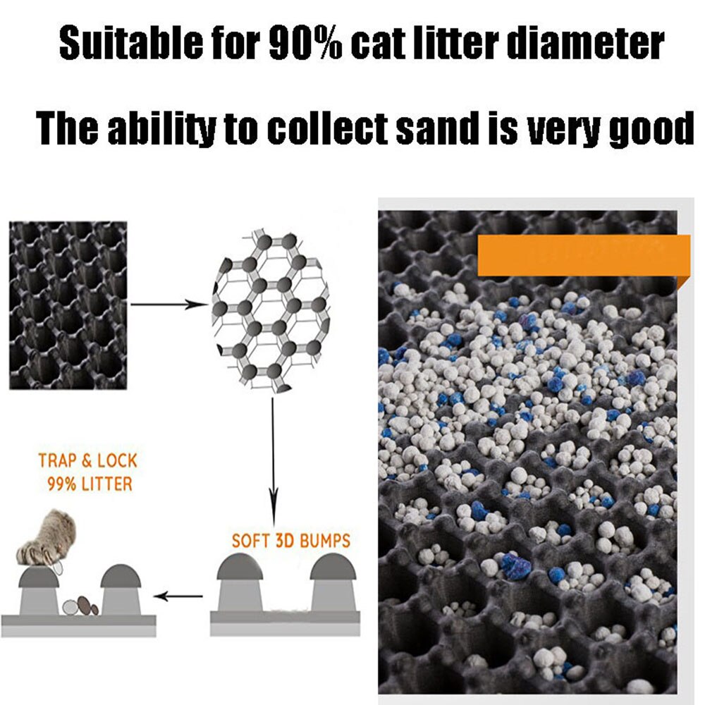 Folding Cat Litter Mat EVA Cats Litter Trapper Mats Waterproof Cushion Foam Rubber Pet Massage Pads Double-layer Kitten Placemat