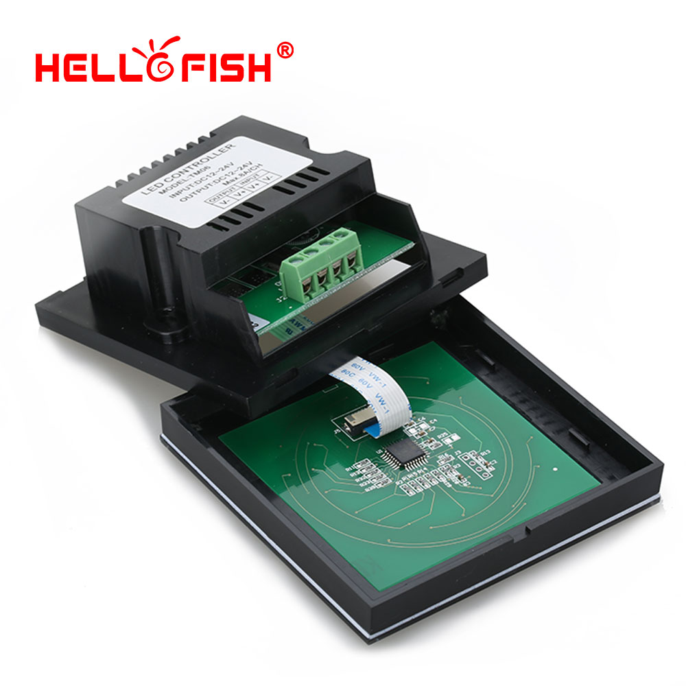 Interruptor de pared de 86 tipos, Panel táctil RGB, controlador de tira LED de un solo color DC12V24V Hello Fish