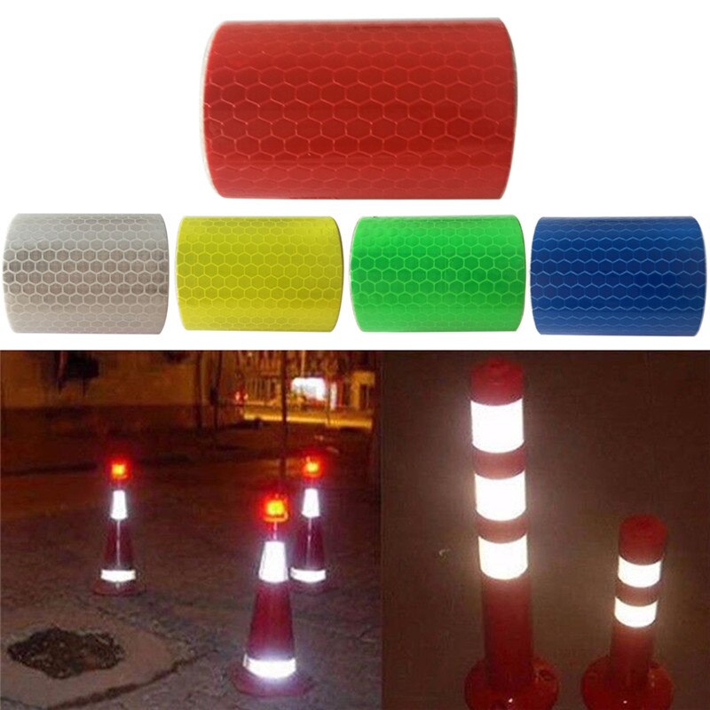 Security Caution Reflective Tape Warning Tape Sticker Self Adhesive Waterproof Pure Color Reflect Light Safety 5cm x 1M Stripes