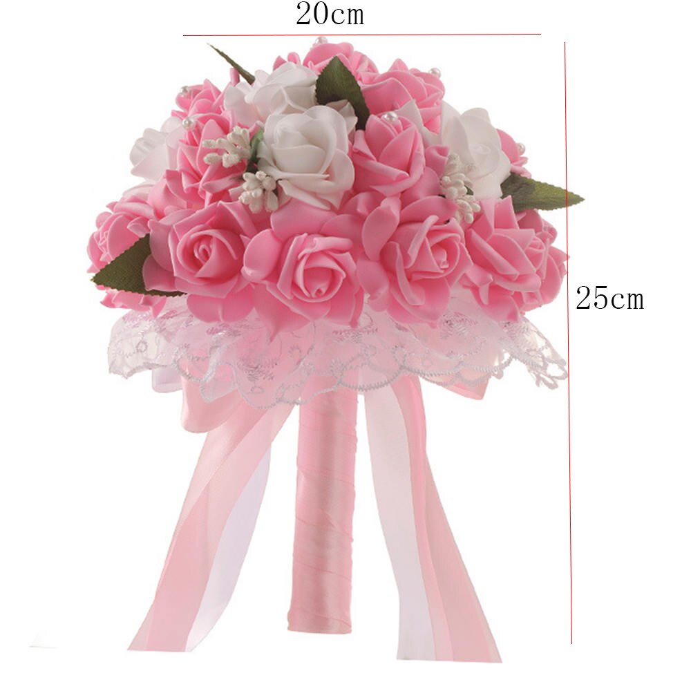 Sztuczne bukiety ślubne ręcznie robione róża kwiat z kryształkiem druhna ślubny bukiet ślubny de mariage akcesoria ślubne: H