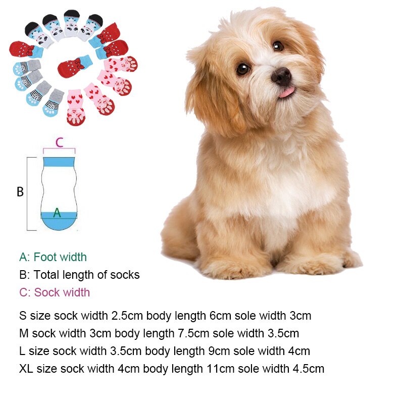 4pcs Puppy Dog Shoes Warm Cat Shoes Non-Slip Socks Pet Cute Indoor For Small Dogs Cats Snow Boots Socks S/M/L Pet Supplies