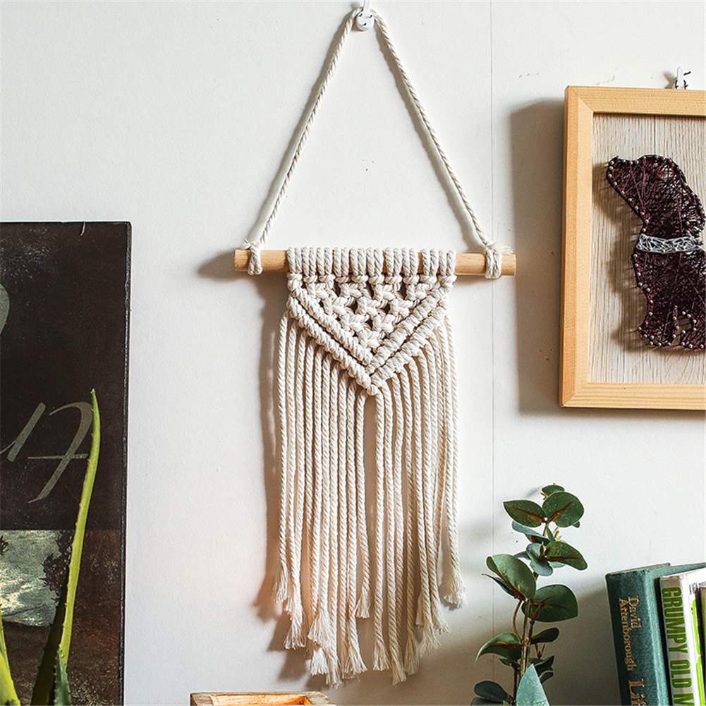 Moon dreamcatcher macrame bomull vävt bohemiskt vägghängande gobelängsmycke för flicka sovrum vardagsrumsdekoration: Lila grå