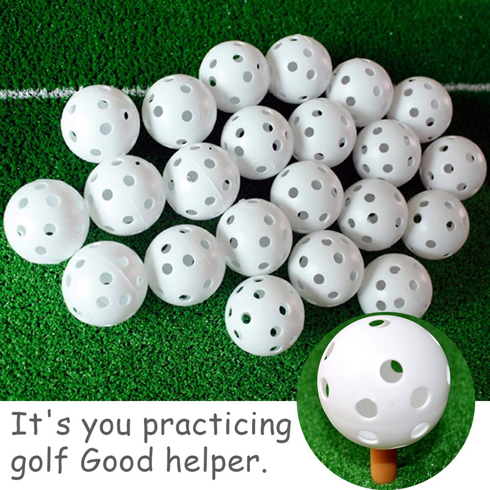 20 Pcs Air Flow Hollow Golf Balls Plastic Training Balls for Indoor Outdoor Golf Practice (White)