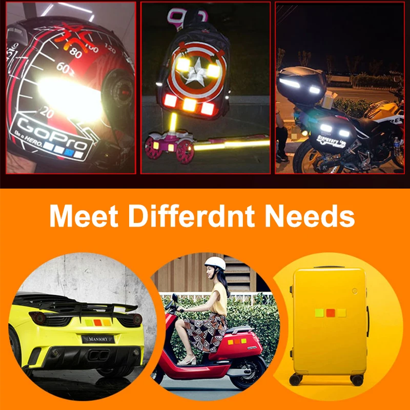 Reflective Stickers Car Motorcycle Luminous Accessories Safety Warning Tape Helmet Stroller Stickers Car Decoration Accessories