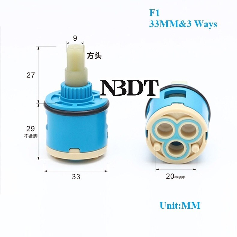 Shower Faucet 2 3 4 Ways Diverter Valve Cartridge Replacement Square Plastic Round Brass Shaft: F1 33MM 3WAYS