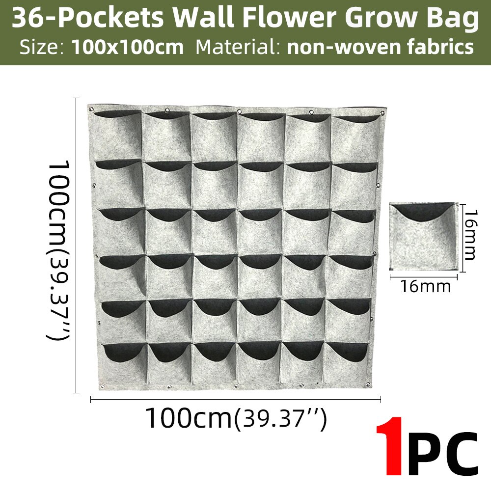 36-kieszenie 1x1m 5 kolorów kwiaty na ścianę rosną torby kieszeń pionowy ogród sadzenia wiszące domu roślin narzędzia tkaniny sadzarka warzyw: E-1szt