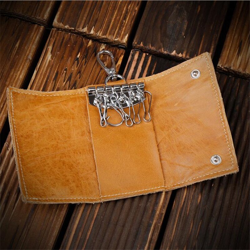 Caso chiave delle Donne degli uomini di Vita del Cuoio Multi-funzione Sacchetto di Chiave dell'automobile di casuale Sacchetto di Cuoio di Strato Superiore Della Chiusura Lampo scatola raccoglitore dell'UNITÀ di elaborazione di LKEEP 18 centimetri