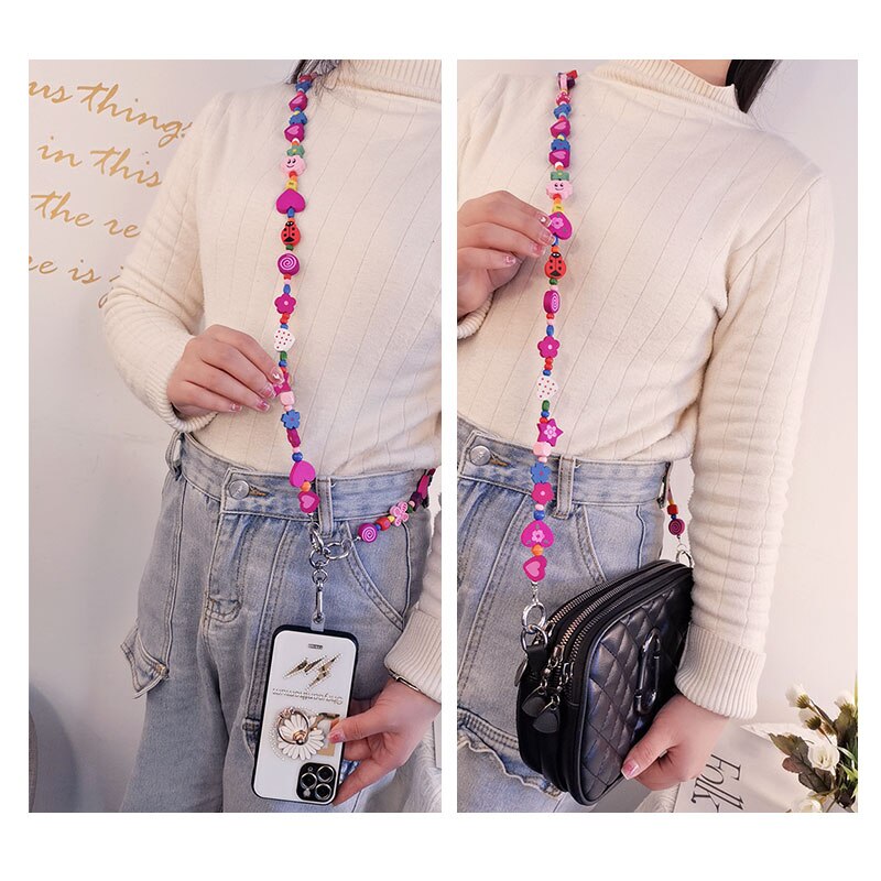 Mobile Phone Lanyard Hand-beaded Pendant Mobile Phone Case Universal Belt Clip Anti-lost Rope Long Crossbody Lanyard Can Carry