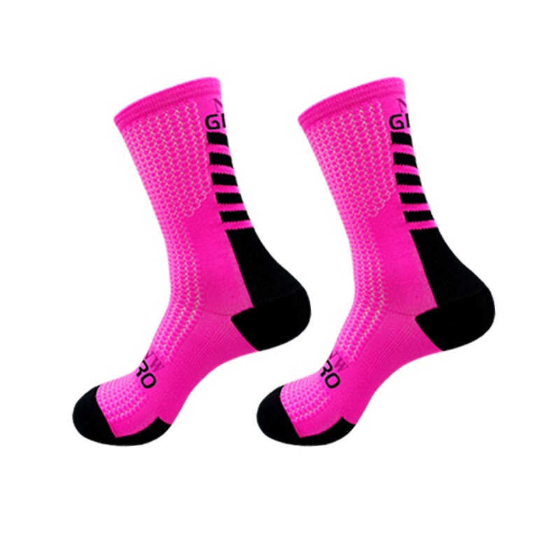 NW-GIRO 2022 Cycling Socks Man Bike Running Mtb Men&#39;s Bicycle Compression Knee-high Funny White Blace Black Green: Pink