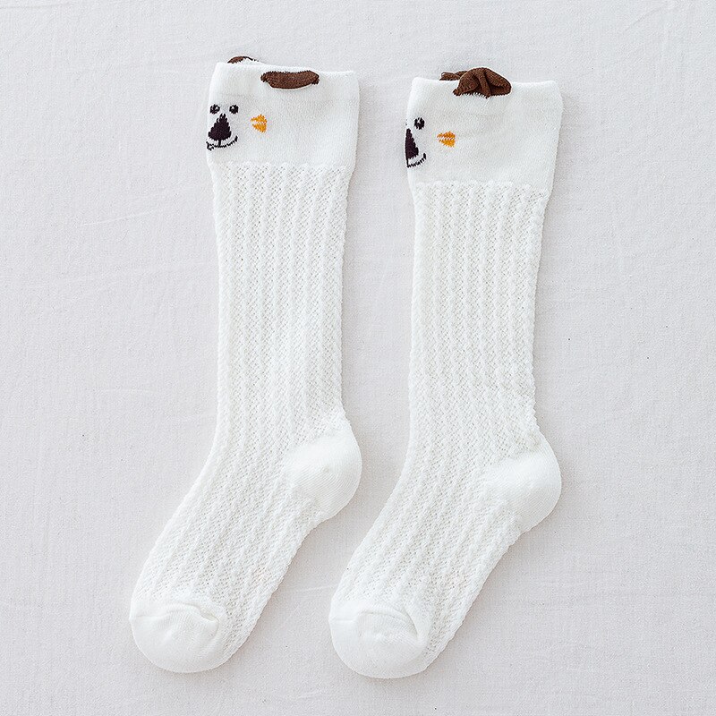 Calcetines de algodón para niños y niñas, medias hasta la rodilla, calentador de piernas, cinta de oso, elásticos, de 0 a 3 años: White Black Socks
