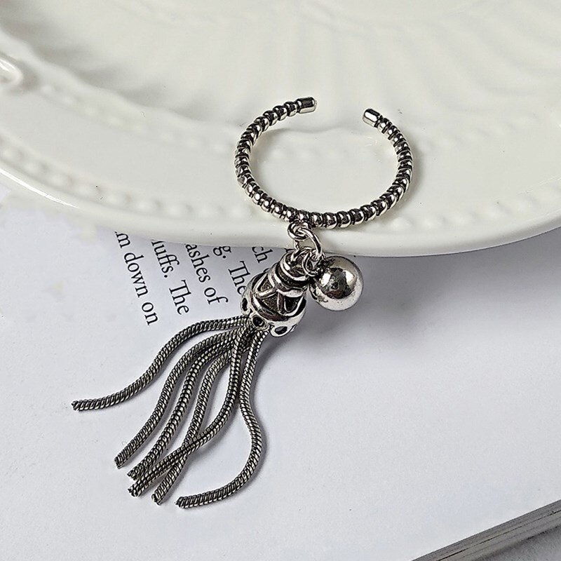 Clássico borla senhora anéis jóias nova moda 925 prata dedo anel para as mulheres princesa noivado acessórios preto anel senhora