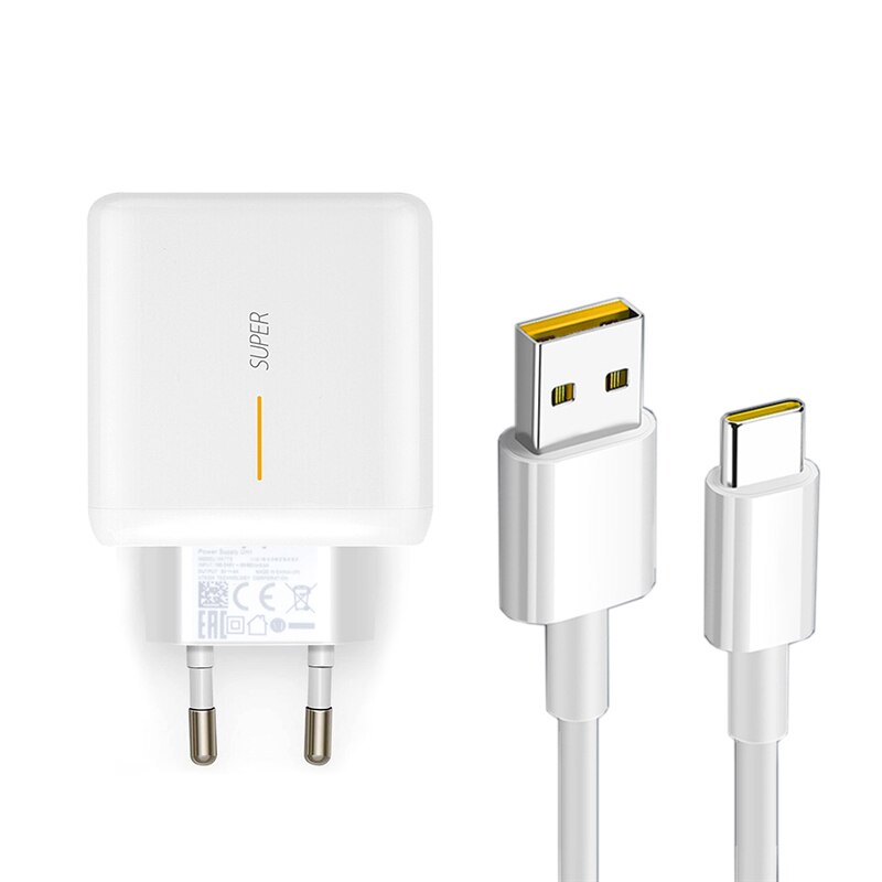 65W Supervooc 2.0 Fast Charger For OPPO Reno Ace Ace2 Reno 4 Reno 5 Reno 6 Pro+ 5G SE K9 Realme 8 Super Dart 1M USB Type-C Cable: EU Charger w Cable