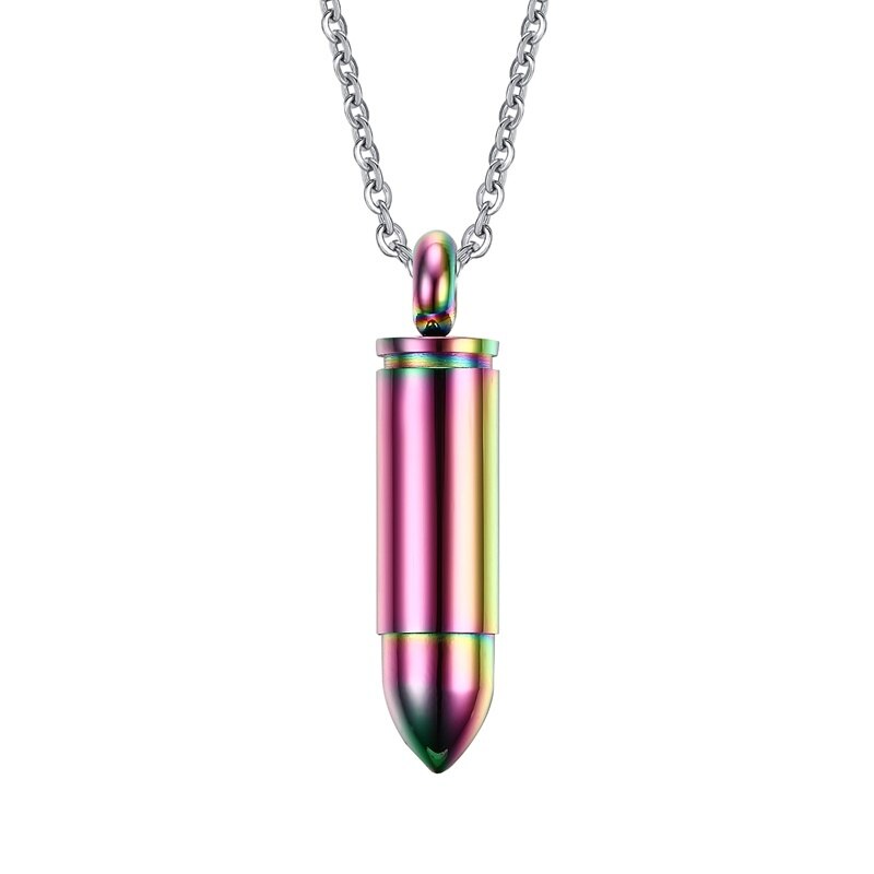 Vnox Hohl Punkt Kugel Anhänger Für Männer Frauen Hand Poliert Edelstahl Feuerbestattung Urne Halsketten Tough Mann Lässig Collier: rainbow color / 50cm 20inch