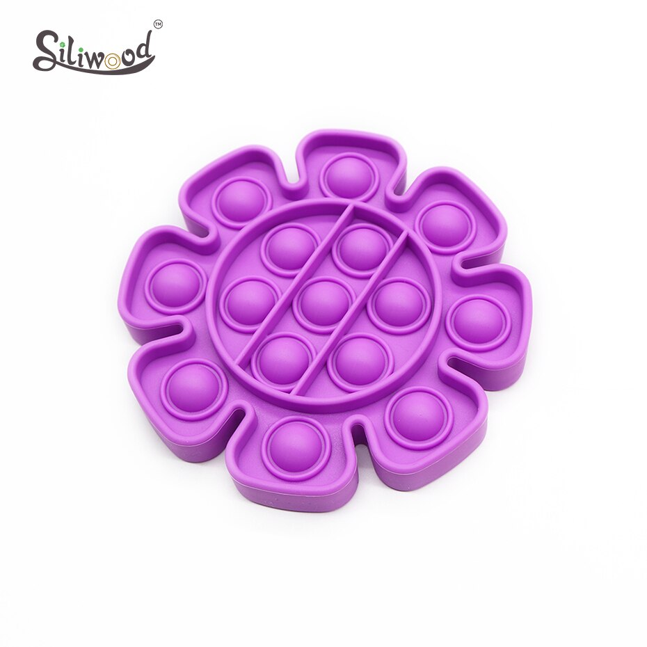 1Pc Push Bubble Fidget Zintuiglijke Speelgoed Autisme Speciale Behoeften Stress Reliever Helpt Stress En Verhogen Focus Zachte Squeeze speelgoed: Flowers Purple