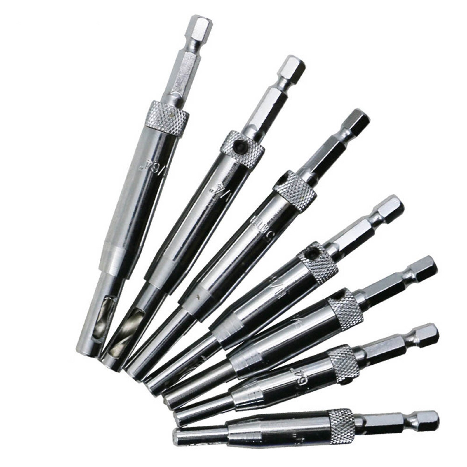 40# 7pcs/set power tool Core Drill Bit Set Hole Puncher Hinge Tapper for Doors Self Center Woodworking Tools milling cutter: Default Title