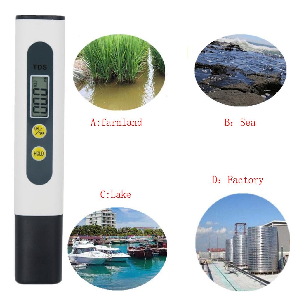 Digital PH TDS Meter Tester Temperature Pen Water Purity PPM Filter Hydroponic for Aquarium Pool Water Monitor Tester 0-9990ppm