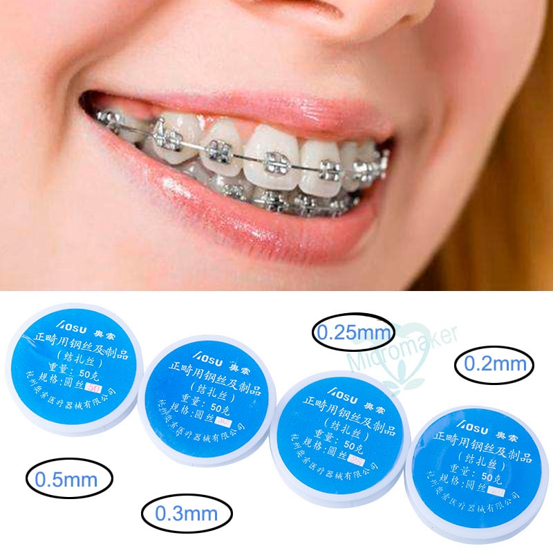 Mundpleje dental ortodontisk rustfri ståltråd 0.2/0.25/0.3/0.5mm