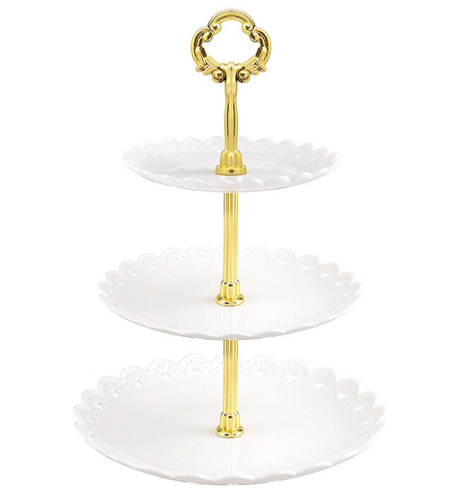 3 Tier Plastic Fruit Plate Cake Stand Birthday Party Decor Afternoon Tea Wedding Plates Tableware Dessert Vegetable Storage Rack: Transparent