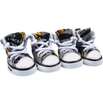Zapatillas deportivas para perros pequeños, zapatos para mascotas, botas de primavera y otoño, calzado antideslizante para cachorros, 4 unids/set por juego,: Gray / 5