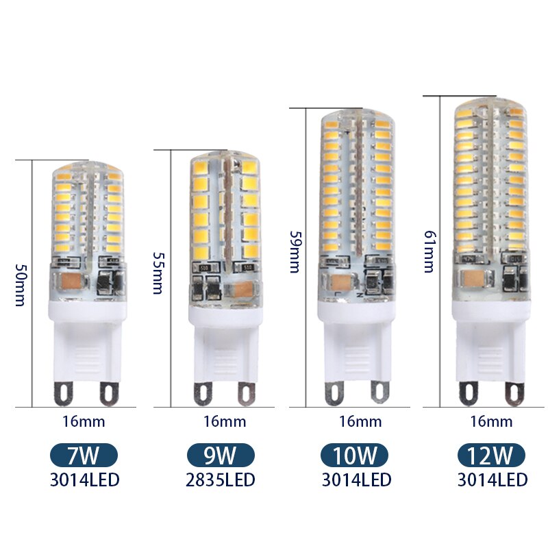 Lámpara LED G9 7W 9W 10W 11W bombilla de maíz AC 220V SMD 2835 3014 48 64 96 104Leds lámpara LED 360 grados reemplazar lámpara halógena