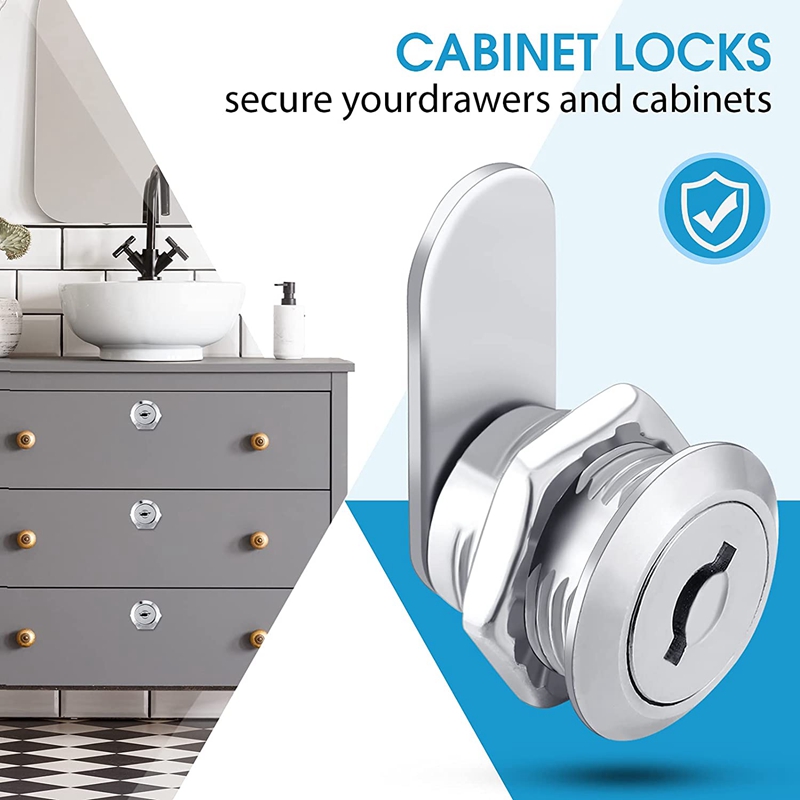 16 Pieces Cabinet Cam Lock Keyed Alike Cylinder Cam Lock 5/8 Inch Zinc Alloy Drawer Lock Secure File Cylinder Lock Keyed