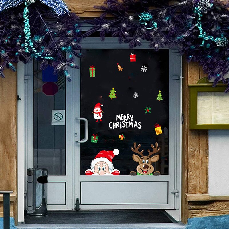 Kerst Raamstickers Kerstman Sneeuwvlok Stickers Winter Muurstickers Voor Kinderen Kamers Nieuwjaar Venster Kerstversiering
