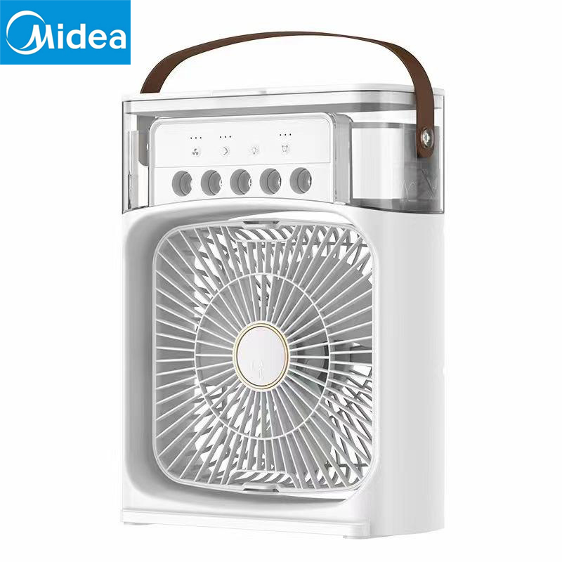 Midea-ventilador portátil 3 en 1, aire acondicionado, Enfriador de aire pequeño para el hogar, luces LED nocturnas, humidificador, ajuste de aire, ventiladores para el hogar,: Negro