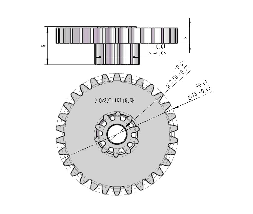 0.5 modulus double gear 10 teeth plus 30 tooth double gear 37 gearbox gear JGY-370 gear