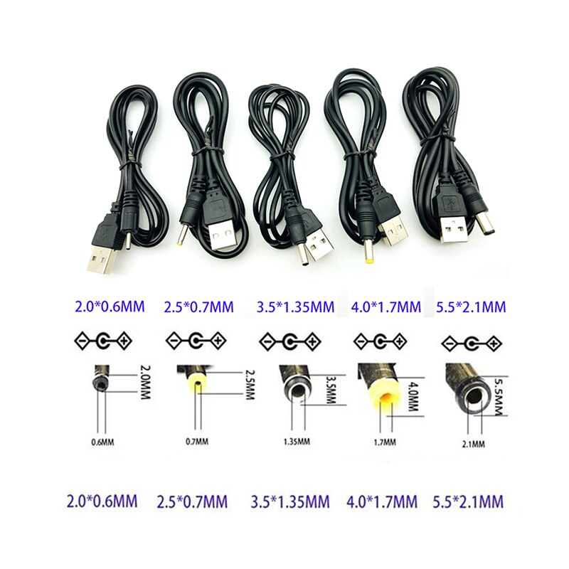1M DC 3.5mm Power Jack To USB Plug DC3.5mm X 1.35mm Extension Line Charging Charger Cable for Barrel Connector Power Cord
