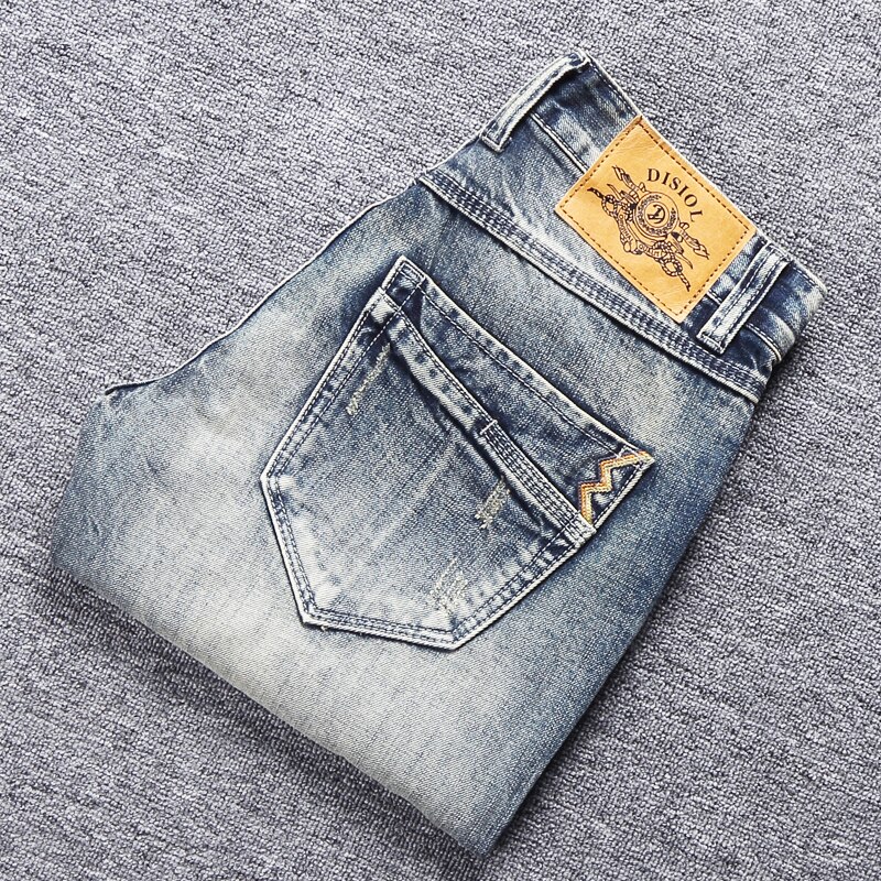 Pantalones vaqueros rasgados a la para hombre, pantalones cortos de tela vaquera Vintage Retro rota, ropa informal con de varias telas, pantalones cortos de estilo Hip Hop para hombre