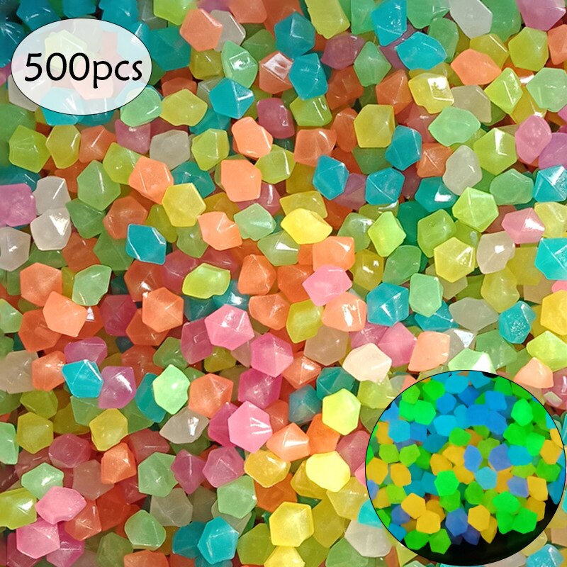 200/300/500Pcs Decorative Pebbles Garden Decor Outdoor Luminous Pebbles Garden Lawn Yard Walkway Stones Glow In The Dark Pebbles: Mixcolor 500pcs