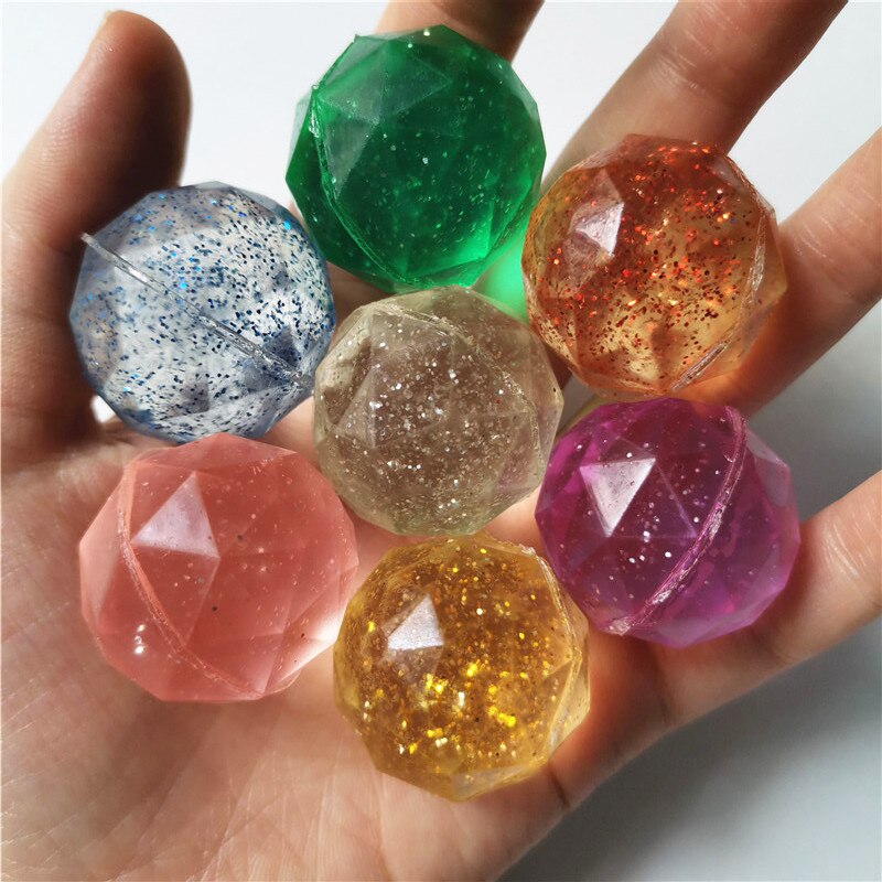 Bolas de rebote de goma para niños, 10 unidades, 3CM, brillantes, hinchables, para saltar, malabares, juegos deportivos al aire libre: Diamond Balls